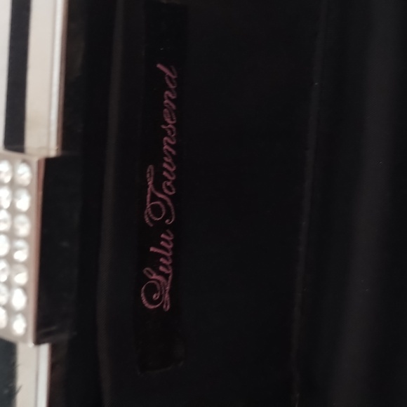 Lulu Townsend satin dress purse with chain and rhinestone accent clasp - Picture 5 of 6